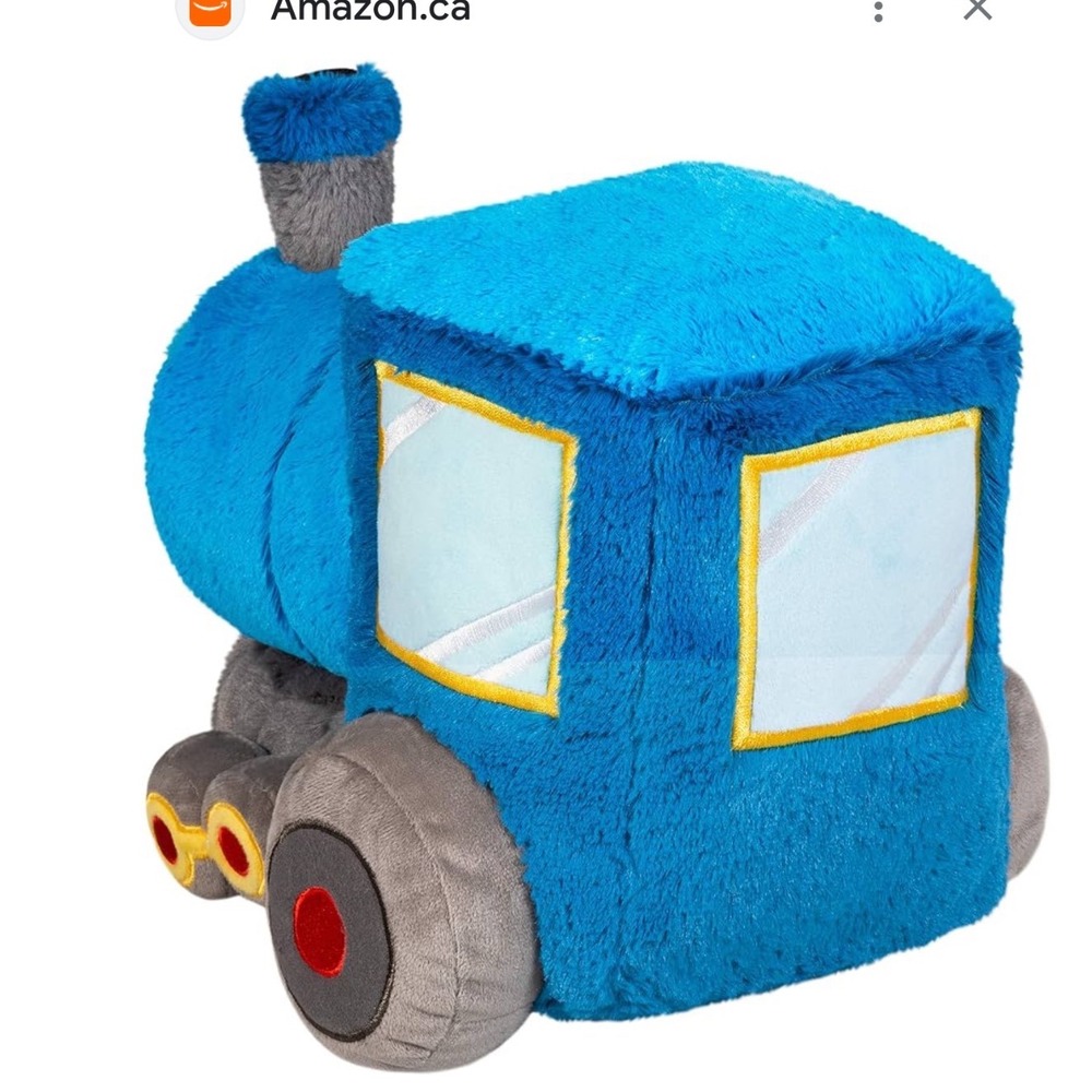 Squishable Blue Train Plush Toy Locomotive 10" Soft Shaggy Faux Fur Kawaii